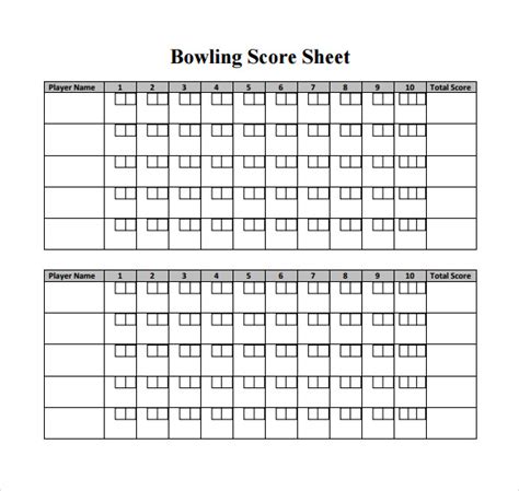 sample bowling score sheet templates  google docs google