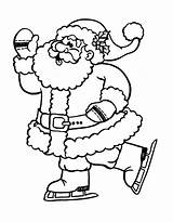 Santa Coloring Pages Christmas Skating Ice Claus Kids Printable Print Color Figure Drawing sketch template