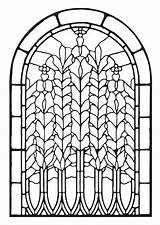 Stained Glass Coloring Pages Adults Window Adult Tiffany Kids Cards sketch template