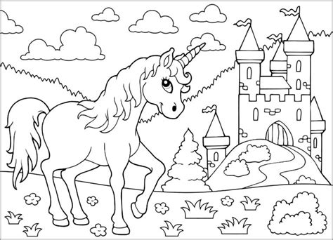 unicorn castle coloring pages  kids coloringbay