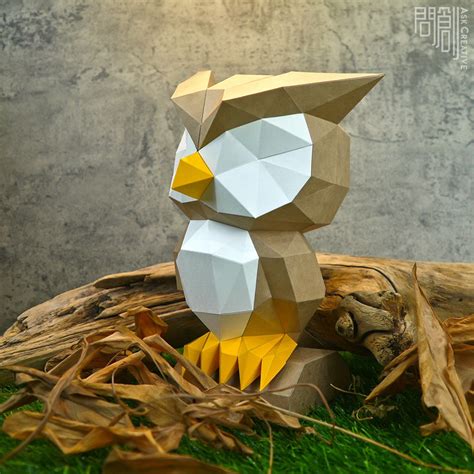 owl paper model papercraft diy  poly  papercraft etsy finland