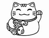 Neko Maneki Coloring Drawing Gato Cat Abundance Lucky La Pages Para Suerte Chino Coloringcrew Line Japanese Google Dibujos Gatos Japan sketch template