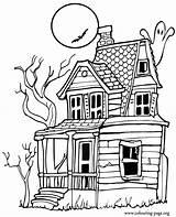 Coloring Haunted House Halloween Pages Houses Colouring Scary Print Drawing Kids Sheets Spooky Cartoon Color Printable Simple Clipart Cliparts Printables sketch template