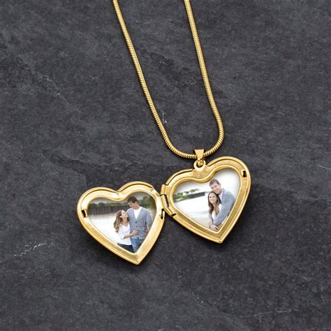 elegant personalized gold heart locket necklace