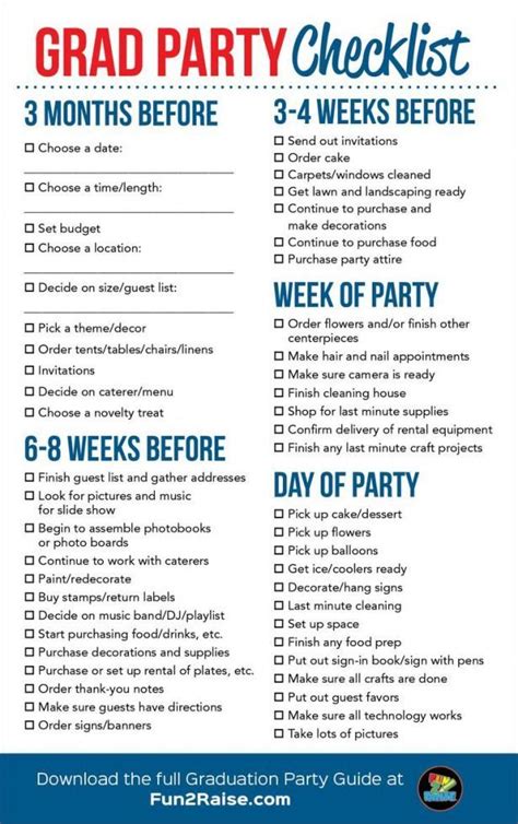 grad party checklist highschoolgraduation high school graduation