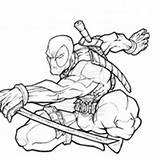 Deadpool Colorir Atacando Lutando Inimigo Contra Tudodesenhos sketch template