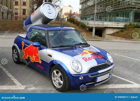 red bull mini cooper publicity car editorial photography image