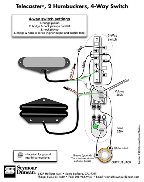 tele wiring diagram  humbuckers   switch telecaster build pinterest guitars bass