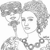 Coloring Pages Adult Beautiful Women Masquerade Book Adults Colouring Print Printable Books Flower Pit Painting Colour Visit sketch template