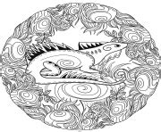 lizard mandala animal coloring page printable