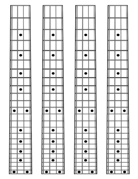 bass guitar fretboard diagram printable