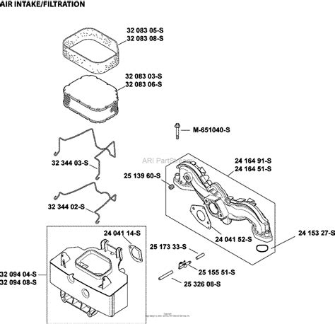kohler sv  searshusqvarna  hp  kw parts diagram  air intakefiltration