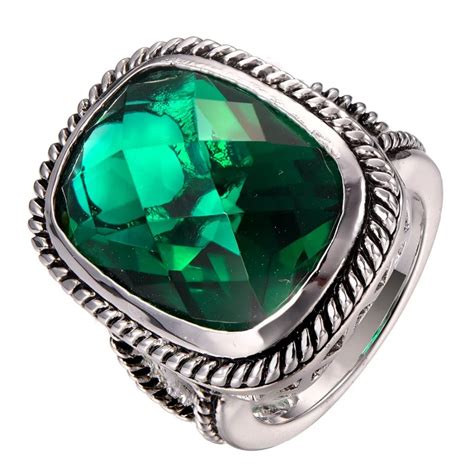 Buy Huge Simulated Emerald 925 Sterling Silver Fashion
