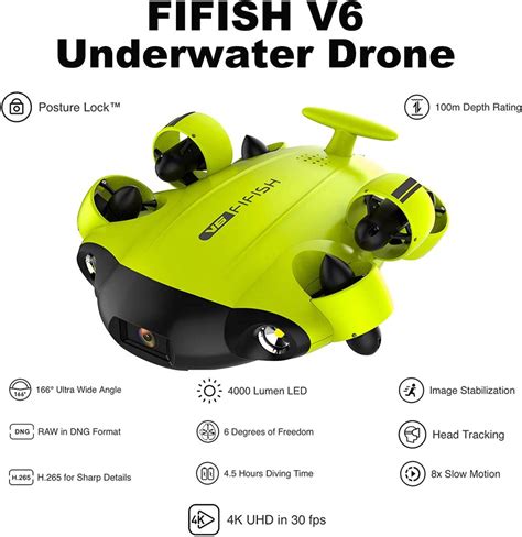 qysea fifish  rov underwater drone   uhd camera vr headset dive  ft  fov