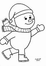 Snowman Coloring Skating Pages Color Craft Christmas Elf Printable Simple sketch template