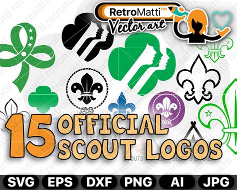official girl scout boy scout vector logos retromatti