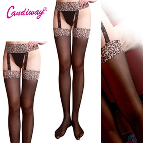 hold ups lace tops leopard print stockings intimate women sexy fashion