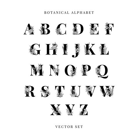 botanical alphabet capital letters vector  vector rawpixel