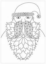 Santa Claus Coloring Christmas Pages Kids Adults Beard Drawing Geometric Composed Elements Beautiful Color sketch template