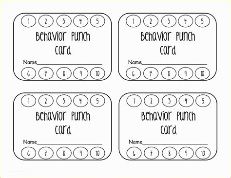 punch card template  behavior punch card classroom freebies