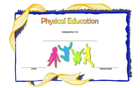 physical education certificate template editable