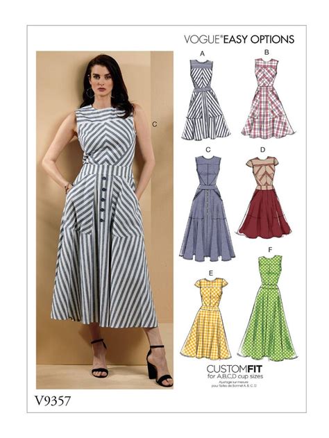 vogue easy options women s dress sewing pattern 9357 in 2020 sewing