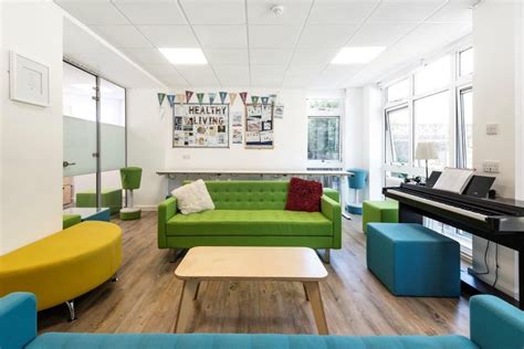 lively  refreshing common room design  sixth form ample natural light space saving