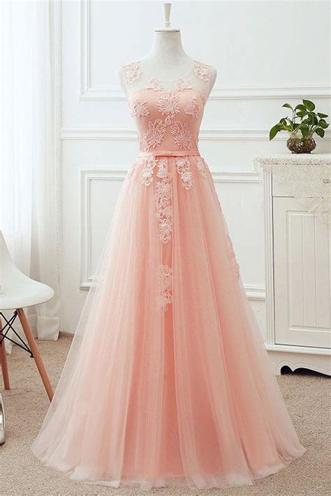 soft pink tulle long bridesmaid dress pink long dress