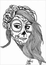 Coloring Muertos Los Dia Woman El Día Mexican Makeup Pages Valentin Representing Celebrated Inspired Holiday Adult sketch template