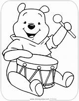 Pooh Winnie Coloring Pages Kids Drum Disneyclips Disney Pdf Playing Popular sketch template