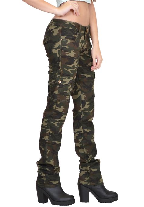 womens army military green camouflage slim fit combat trousers cargo