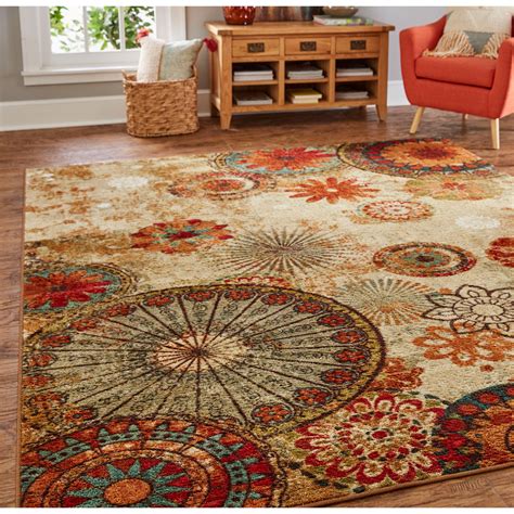 multi color floral circle area rug  slip modern rugs  decor