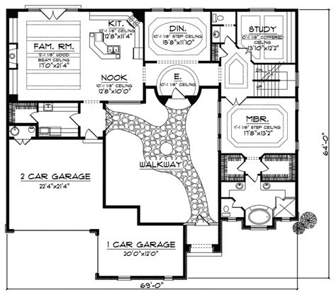 cervantes santa fe style home courtyard house plans house layout plans adobe house