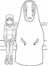 Ghibli Spirited Chihiro Face Coloriage Voyage Viagem Rosto Viaje Visage Pintar Ausmalbilder Incantata Totoro Haku Ausmalen Lineart Citta Coloriages Animes sketch template