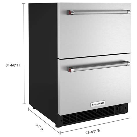 whirlpool  undercounter double drawer refrigerator freezer  black  stainless steel