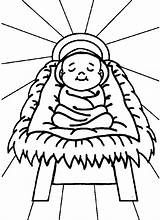 Nativity Coloring Pages Jesus Baby Manger Printable Kids sketch template