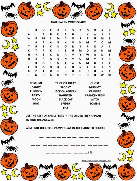 florassippi girl halloween word search  printable