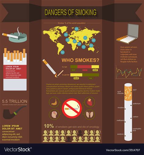 dangers of smoking infographics elements vector image
