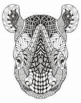Zentangle Rhino Rinoceronte Mandalas Vectorillustratie Stileerde Doodle Rinocerontes Adult Stylized Sheets Sp Desde sketch template