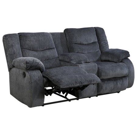 ashley garek fabric double reclining console loveseat  blue walmartcom