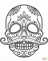 Skull Sugar Coloring Pages Calavera Printable Mustache Simple Para Print Drawing Caveira Color Calaveras Skulls Halloween Mexicana Dia Getdrawings Book sketch template