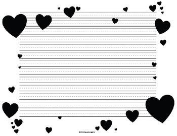 valentine writing paper lined heart theme easel activity
