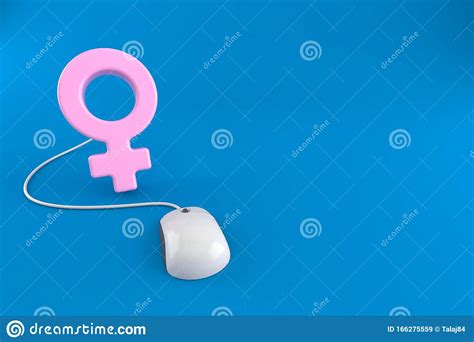 female gender symbol with computer mouse stock