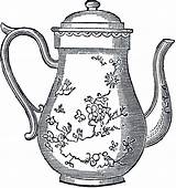 Clip Teapot Vintage Clipart Drawing Tea Graphics Fairy Kettle Pot Border Illustration Pots Thegraphicsfairy Tall Graphic Cliparts Wonderland Alice Drawings sketch template