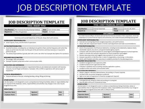 job description template editable ms word employee etsy