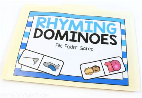 domino rhymes file folder game  abcs  acts folder games file folder games rhyming games