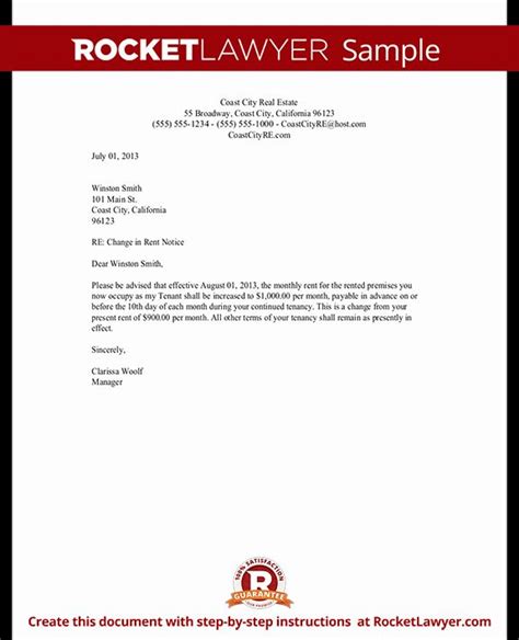 rent increase letter templates luxury rent increase letter  sample