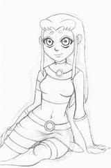 Starfire Sketch Titans Teen Drawing Deviantart Drawings Sketches Color Gift sketch template