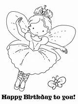 Fairy Coloring Pages Fairies Birthday Cute Card Color Happy Printable Nice Colouring Three Kids Print Greeting Child Add Drawing Characters sketch template