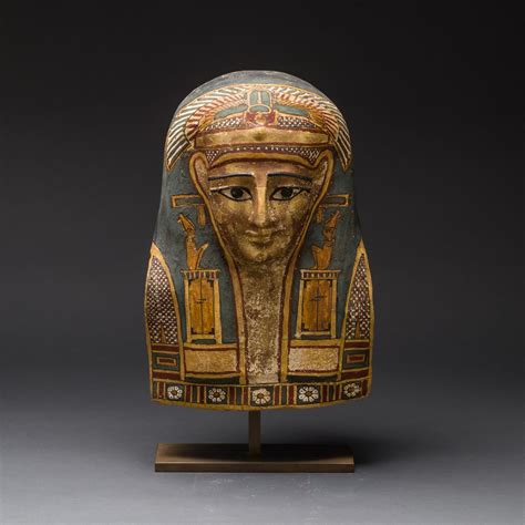 Egyptian Cartonnage Mask Of A Man Wearing An Elaborate Painted
